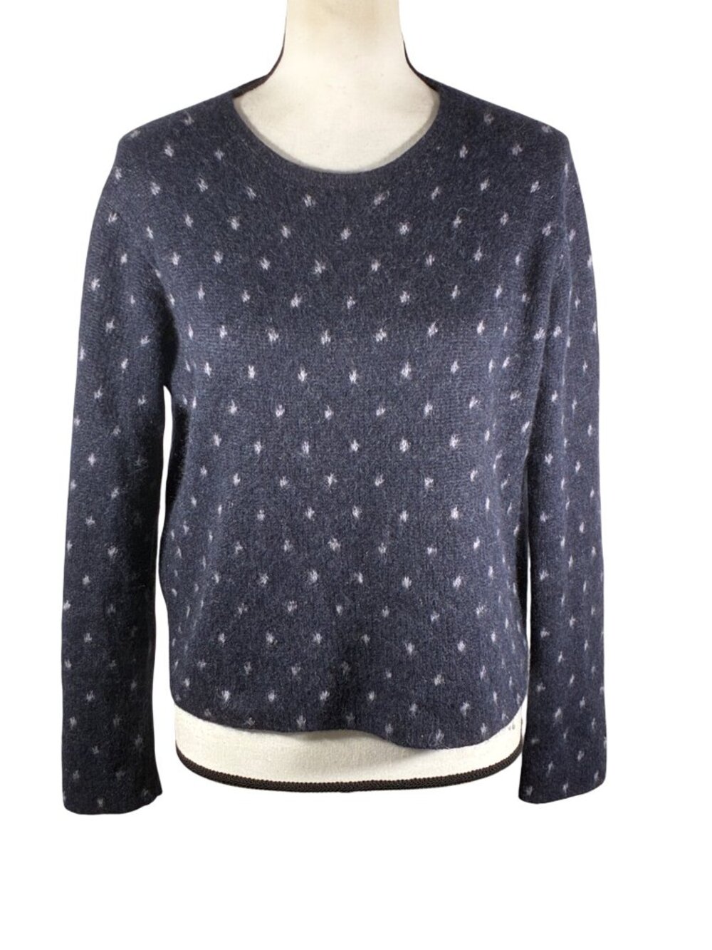 Vince Starry Dot Sweater XS Mohair Alpaca Blend soft cozy Boxy Crop Knit Pullove